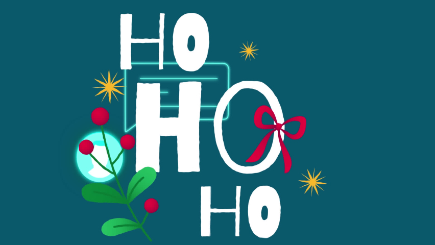 Animation of ho ho ho text over media icon. Party, celebration and digital interface concept digitally generated video. - Powered by Shutterstock - Get 15% off with code: PIKWIZARD15