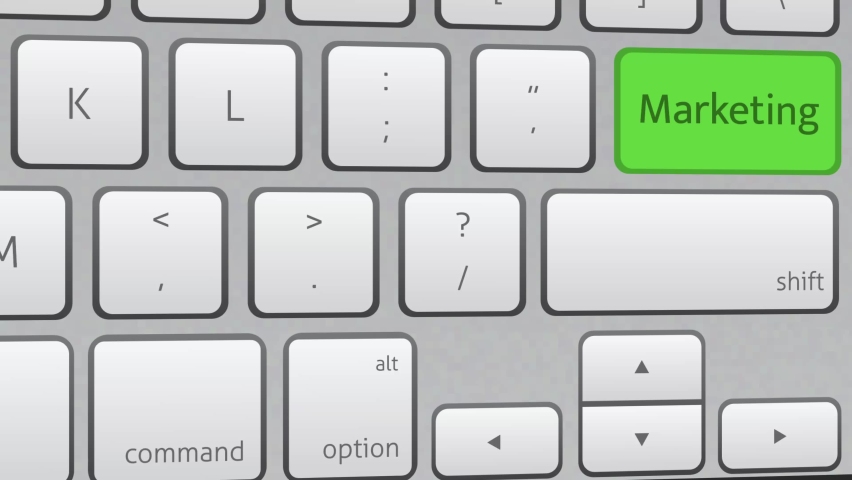 Marketing green key button being clicked on white keyboard, charity, crowdfunding.