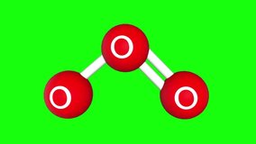 Ozone molecular structure 3D rotation (loop) Green screen