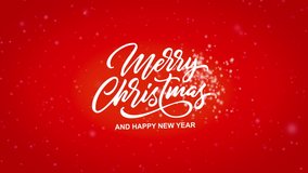 Merry Christmas Animation Lettering, Red Background, Great For Videos, Presentation and TV Show, and Happy New Year Text 