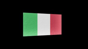 Close-up of Italy's flag isolated ( transparent background ), You can put the background that you see fit for the clip to enhance video presentation or film project