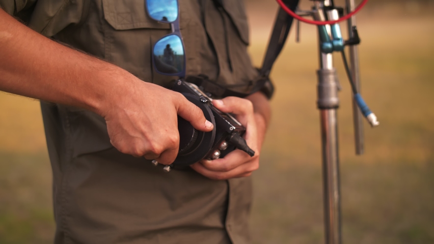 Close-up of the focus puller