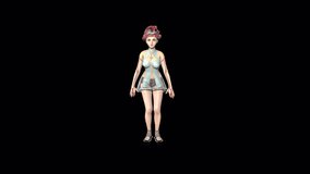Sci-Fi Girl Dance animation.Full HD 1920×1080.30 Second Long.Transparent Alpha video.LOOP.