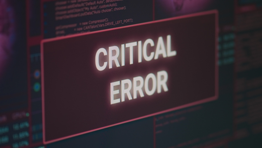 Security breach warning on computer showing critical error message flashing on screen, dealing with computer malfunction and malware. System crash and hacking attack alert. Close up. Royalty-Free Stock Footage #1096852205