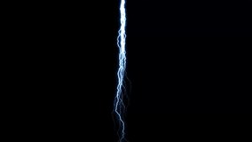 Blue lightning thunder isolated on black background,The best stock of blue electric discharges, electrical storm, thunderstorm,  4K Video motion graphic animation,