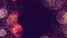 Dynamic colorful fireworks full frame violet purple gold festive loop background. Abstract vertical social media concept 3D animation as New Year's Eve, 4th of July, Chinese New Year celebration party - Powered by Shutterstock - Get 15% off with code: PIKWIZARD15