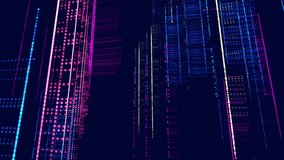 Lines form hologram information blocks. Vj loop abstract sci-fi bg glow particles form lines, colomns structure. Hi-tech info technology., ai construction light grid, info concept. 3D Illustration - Powered by Shutterstock - Get 15% off with code: PIKWIZARD15