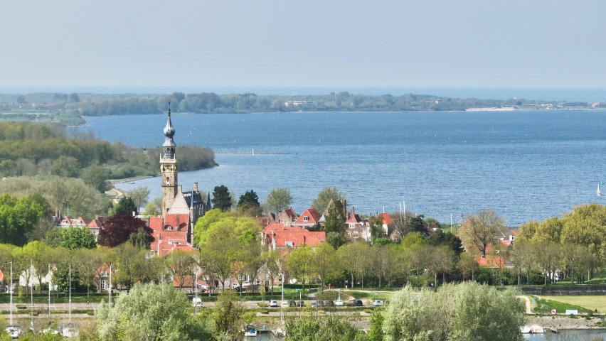Large church in Veere a town in the province of Zeeland in the Netherlands