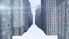 Animation of lights, data processing and buildings in white space. Global business, finance and economical crisis concept digitally generated video. - Powered by Shutterstock - Get 15% off with code: PIKWIZARD15