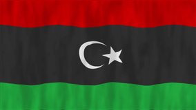Flag of Libya. The texture of the fabric. High quality looped video footage. 4K HD