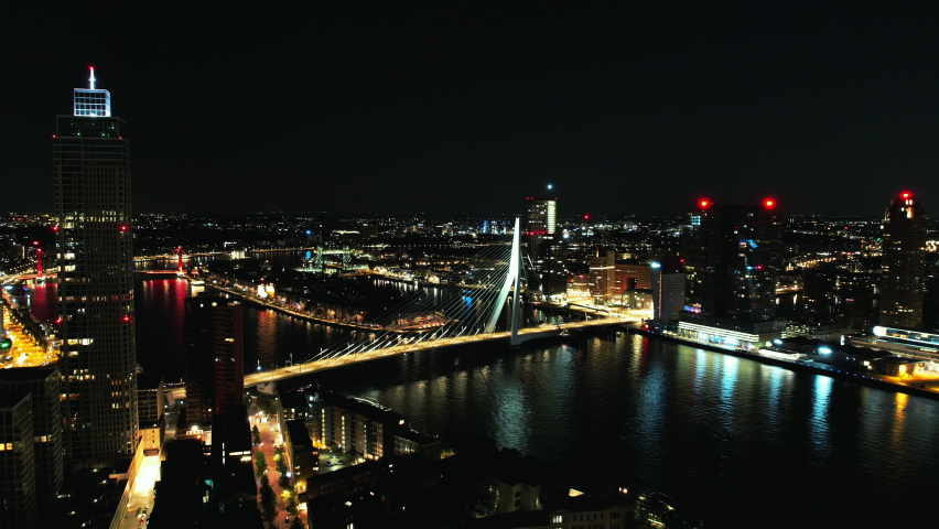 Aerial zoom shot of the white bridge called the 