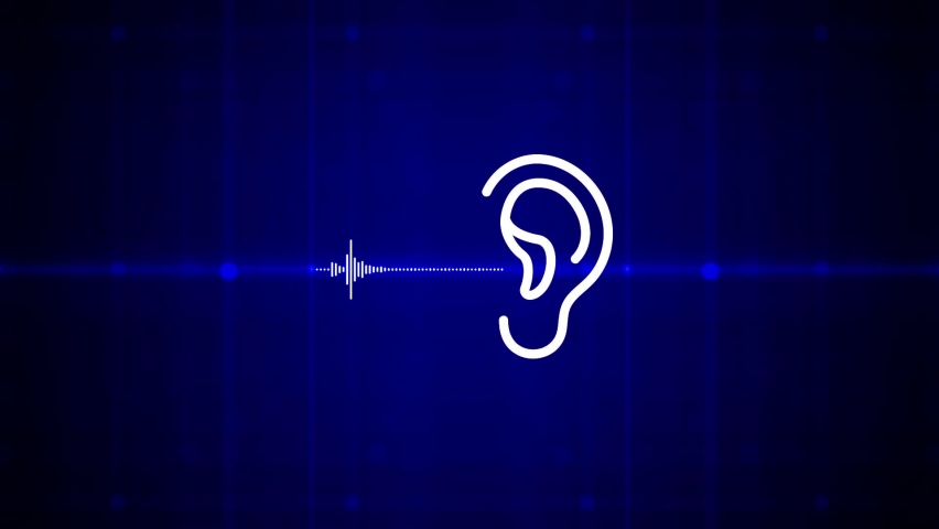 Ear and sound from Audio waves background videos Royalty-Free Stock Footage #1096894315