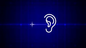 Ear and sound from Audio waves background videos