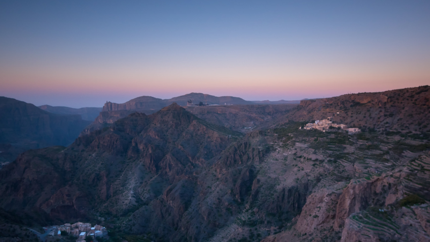 Sunrise 4k time lapse in Jebel Akhdar , Oman. Royalty-Free Stock Footage #1096894343