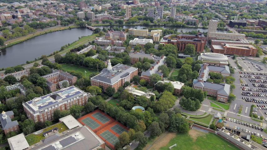 Cambridge, Massachusetts and the Harvard University campus along the Charles River - aerial view 