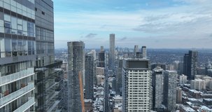 Aerial cinematic 5K downtown Toronto Yonge