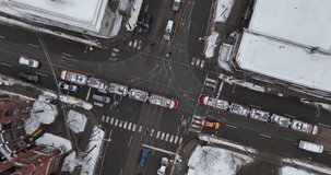 Aerial cinematic bloor st keingsinton market Toronto winter TTC