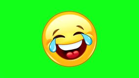 Laugh Emoji Green Screen Chroma Key. Laugh reaction green screen.