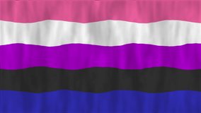 Waving Genderfluid Flag. LGBT symbol. The texture of the fabric. High quality looped video footage. 4K HD