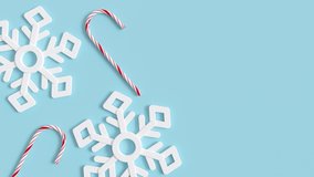 Beautiful, blue, animated Christmas background. Trendy Xmas backdrop, mock up. Modern design. Empty space for text, advertising or logo. Video with copy space. 3d animation. 3D Illustration - Powered by Shutterstock - Get 15% off with code: PIKWIZARD15