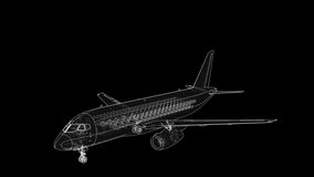 Airplane in wire-frame style. 4k 60fps seamless loop. Wire-frame style - Powered by Shutterstock - Get 15% off with code: PIKWIZARD15