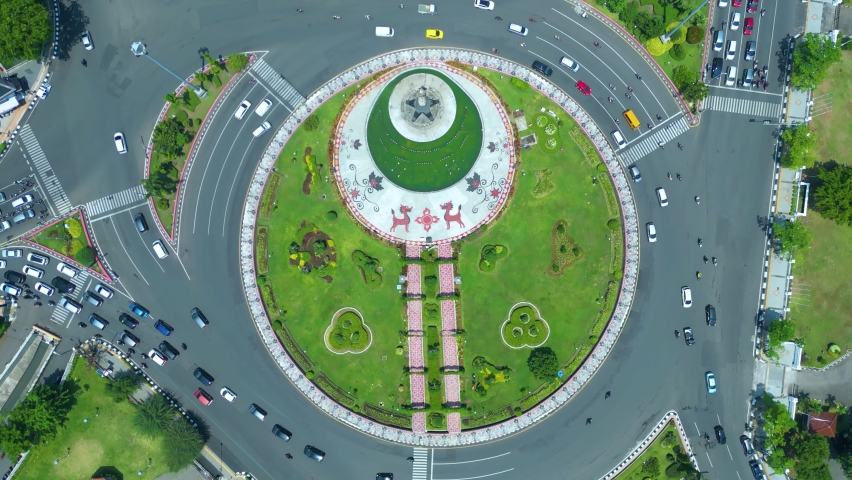 Established Aerial View of Tugu Muda Stone Monument