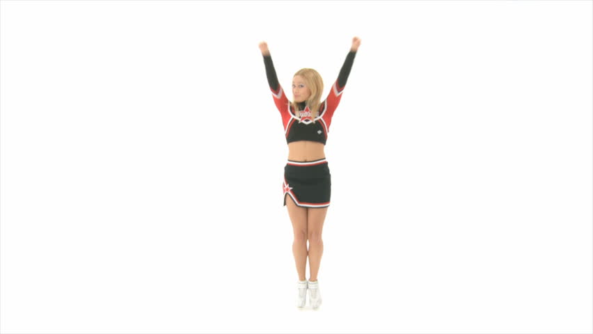 Cheerleader jumps up high Slow Motion