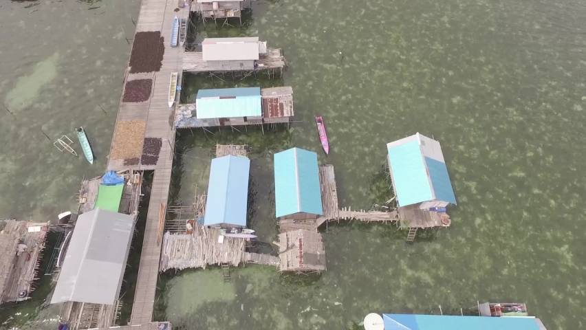 Areal view of a sea village at Indonesia.