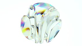 3d render abstract art video animation with surreal glass sphere or ball in deformation transformation process with dispersion rainbow color spectrum prism effect on isolated white background - Powered by Shutterstock - Get 15% off with code: PIKWIZARD15