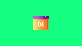 calendar date change animation template. date snippets, day count animations and date of the week. suitable for learning theme video templates, education, and everyday activities