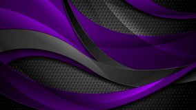 Violet and black abstract technology glossy wavy design with perforated texture. Seamless looping motion design. Video animation Ultra HD 4K 3840x2160