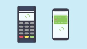 Contactless payment by smartphone. Card payment concept. Non-cash payment. Vector animation. 4K video. - Powered by Shutterstock - Get 15% off with code: PIKWIZARD15