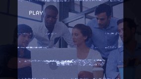 Animation of interference over diverse business people using laptop. Global business, technology and digital interface concept digitally generated video. - Powered by Shutterstock - Get 15% off with code: PIKWIZARD15