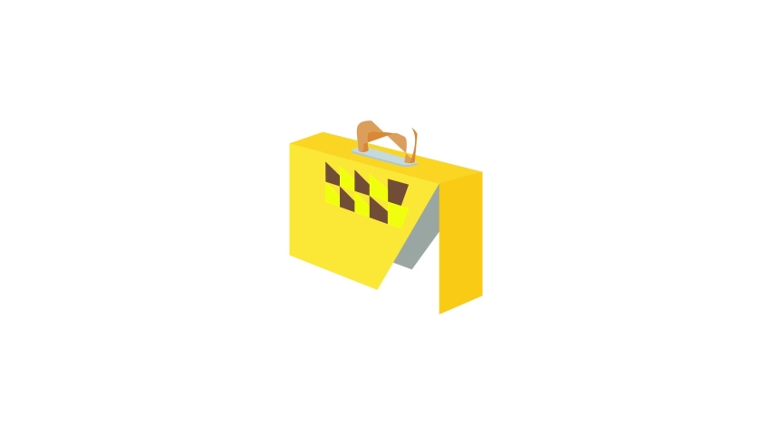 Yellow suitcase with a taxi sign icon animation best cartoon object on white background