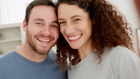 Couple, love and happy selfie on bed in bedroom home for romantic memory together. Top view, affection and video recording or self portrait of man and woman for online, social media or internet post. - Powered by Shutterstock - Get 15% off with code: PIKWIZARD15