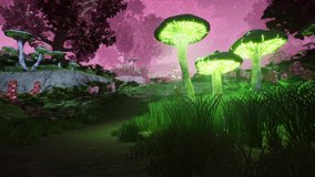 Magic Forest Mushrooms, Parcticles, Plants, Bright Butterflies 3D Animations Renderings CGI 4K - Powered by Shutterstock - Get 15% off with code: PIKWIZARD15