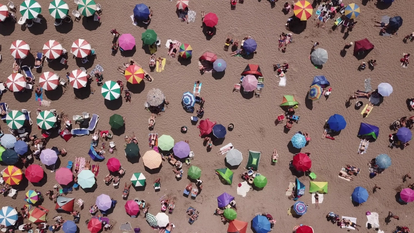 Beach tents and umbrellas in Mar del Plata, Argentina