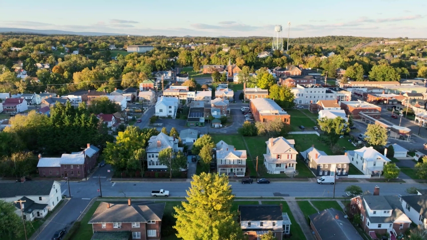 aerial strasburg virginia aerial push in toward water tower