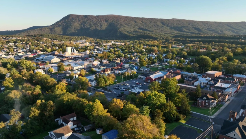 strasburg virginia small town america aerial high shot
