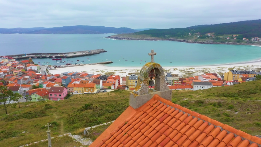 aerial view of  laxe in death coast of Galicia  Royalty-Free Stock Footage #1096969633