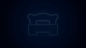 Glowing neon line Bedroom icon isolated on black background. Wedding, love, marriage symbol. Bedroom creative icon from honeymoon collection. 4K Video motion graphic animation. - Powered by Shutterstock - Get 15% off with code: PIKWIZARD15