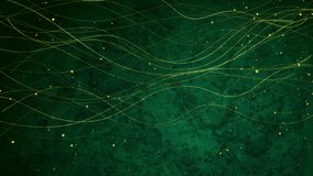 Vibrant golden and green abstract 2023 New Year background with sparkling dust and wavy lines. Video animation Ultra HD 4K 3840x2160