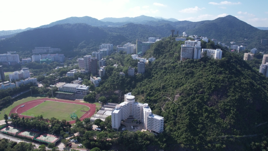 The Chinese University of Hong Kong,CUHK, is a public and research-oriented comprehensive university in Hong Kong,Located in Sha Tin Ma Liu Shui Pak Shek Kok Hong Kong Science Park city Top down drone