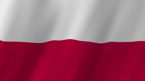 Poland flag waving animation. seamless loop animation flag video waving in wind. suitable for videos independence day or other holidays
