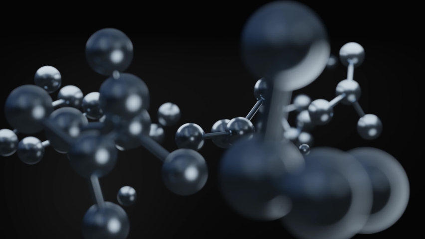 Black Molecule background for science or medical, 3d rendering Royalty-Free Stock Footage #1096988755