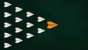 Leadership concept with flying paper planes. Chalkboard Background. - Powered by Shutterstock - Get 15% off with code: PIKWIZARD15