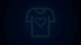 Glowing neon line Clothes donation icon isolated on black background. 4K Video motion graphic animation.