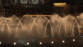 A video showing the dancing waters of Dubai fountain in a circular formation