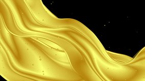 Golden glossy smooth waves and shiny dots abstract background. Seamless looping motion design. Video animation Ultra HD 4K 3840x2160