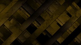 Dark brown stripes and golden lines abstract grunge background. Seamless looping geometric motion design. Video animation Ultra HD 4K 3840x2160